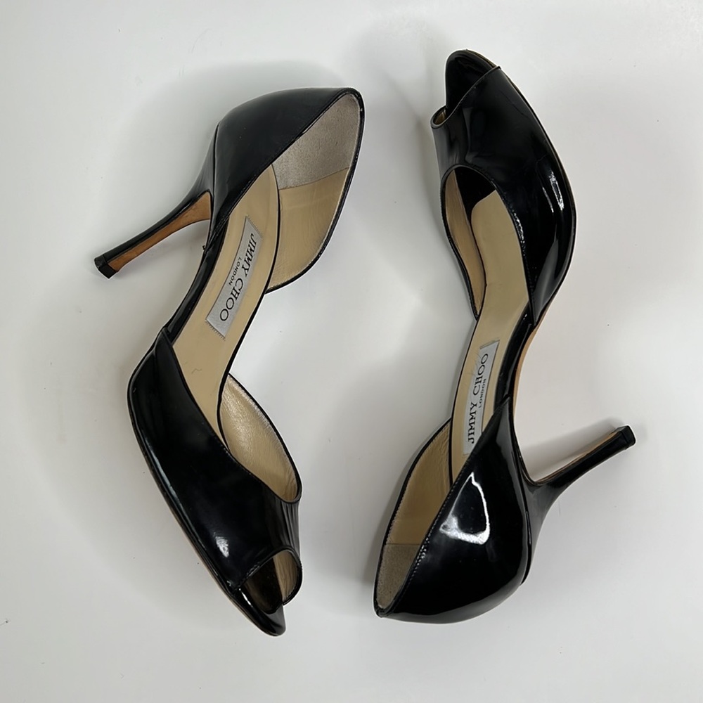 S 39 Jimmy Choo Patent Leather D’Orsay Peep Toe Pump